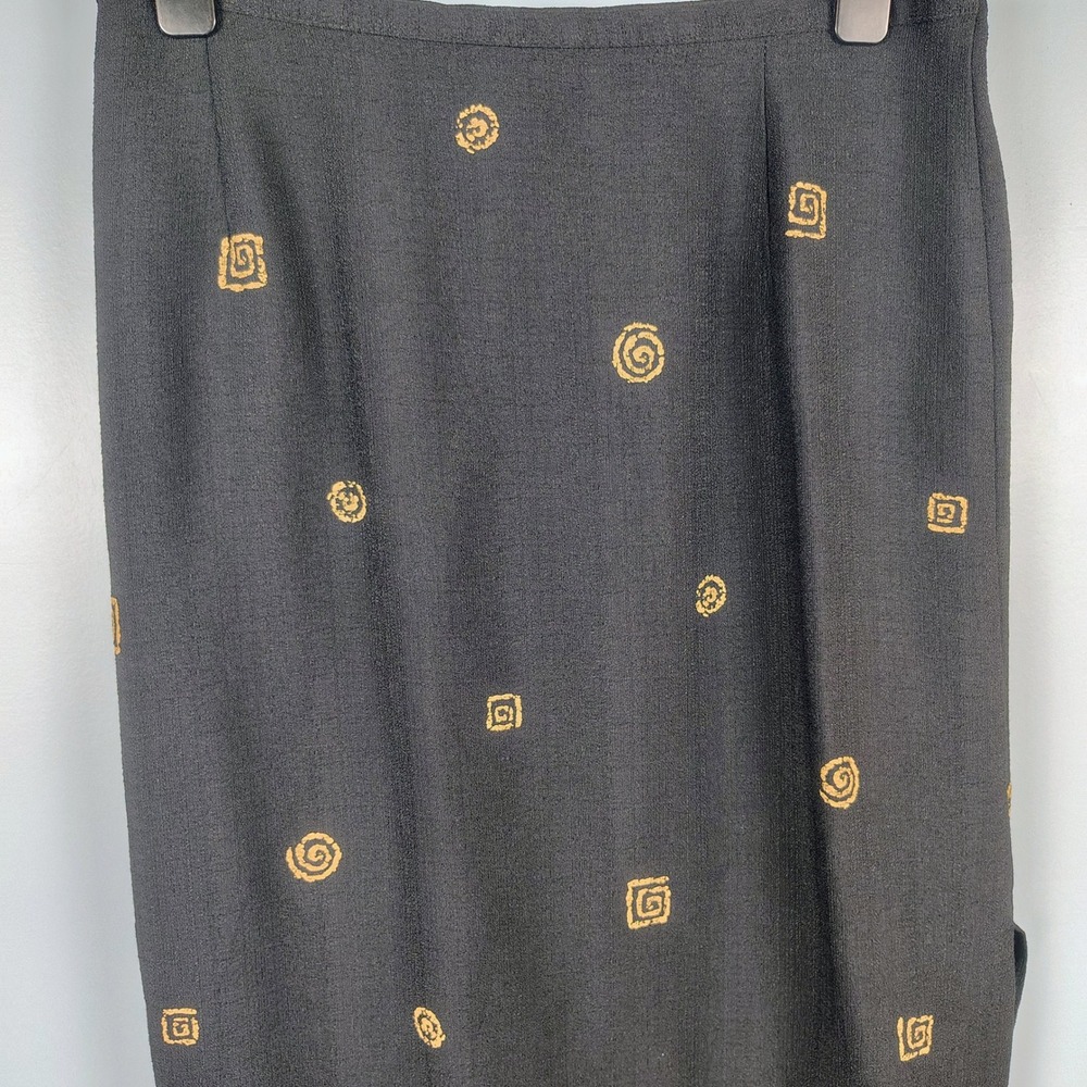 Alfred Dunner Womens SZ 16P Giraffe Safari Midi Skirt Black Gold Global Core - Picture 3 of 9